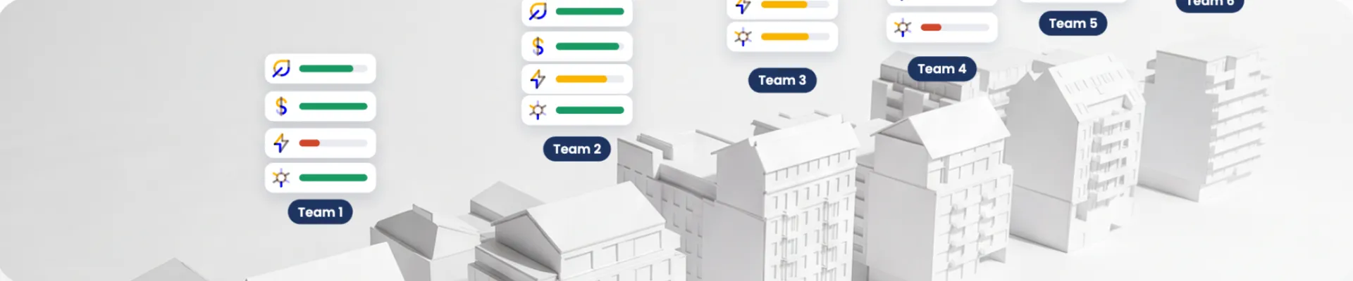 All entries side by side: for each team and criterion, you can see where a design is strong and where it is not.